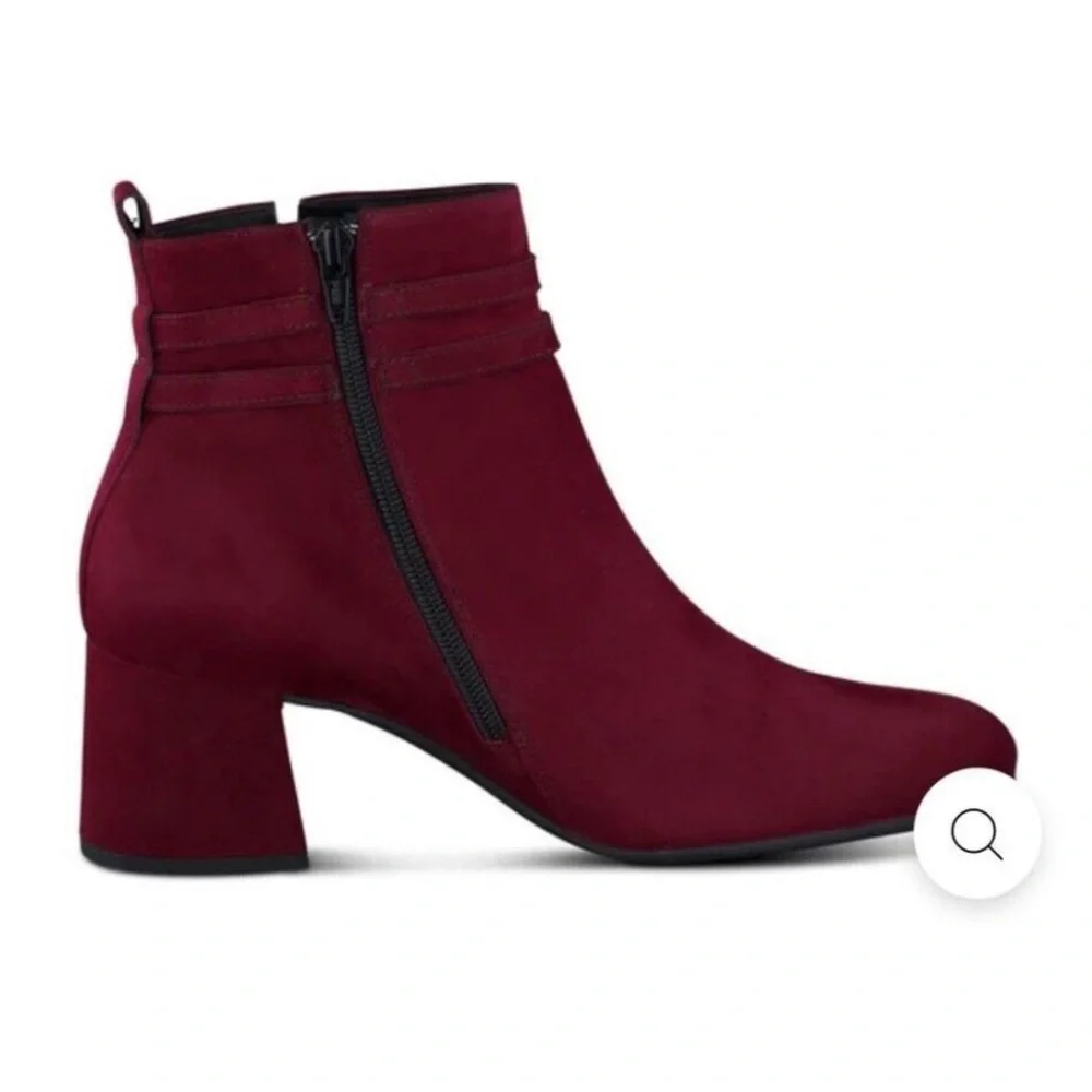 New w Defect Paul‎ Green Sydney Block Heeled Bootie in Bordo Suede Sz US 6 $499